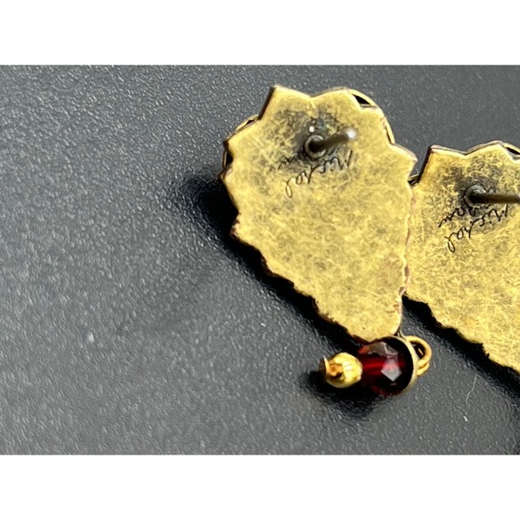 Michal Golan Handmade Designer Victorian Style Red Stone Dangle Earrings - Picture 11 of 12